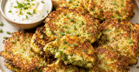 Galettes de courgettes croustillantes avec sauce au yaourt
