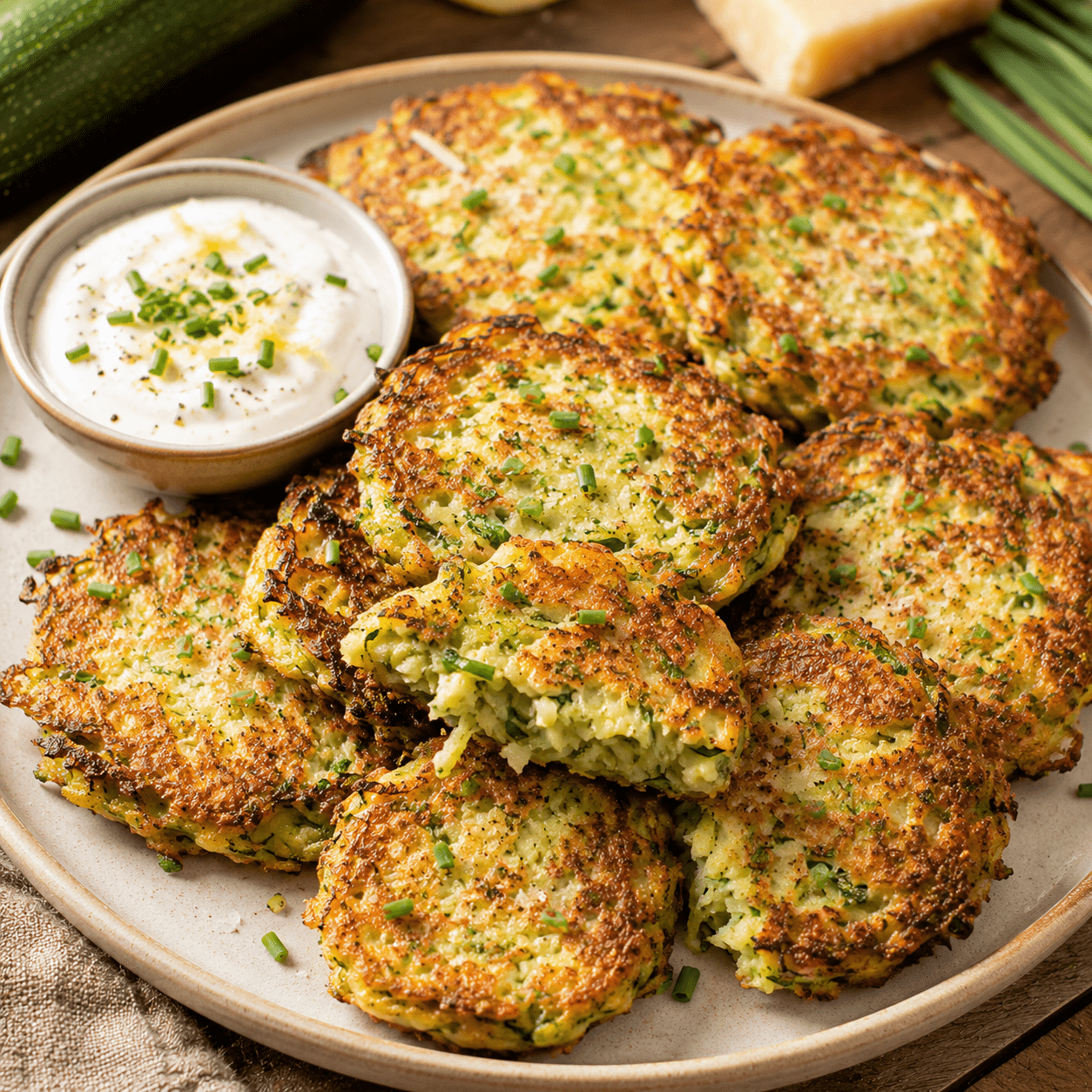 Galettes de courgettes croustillantes avec sauce au yaourt