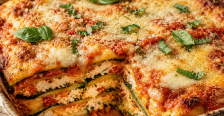 Lasagnes de courgettes à la ricotta et mozzarella gratinée