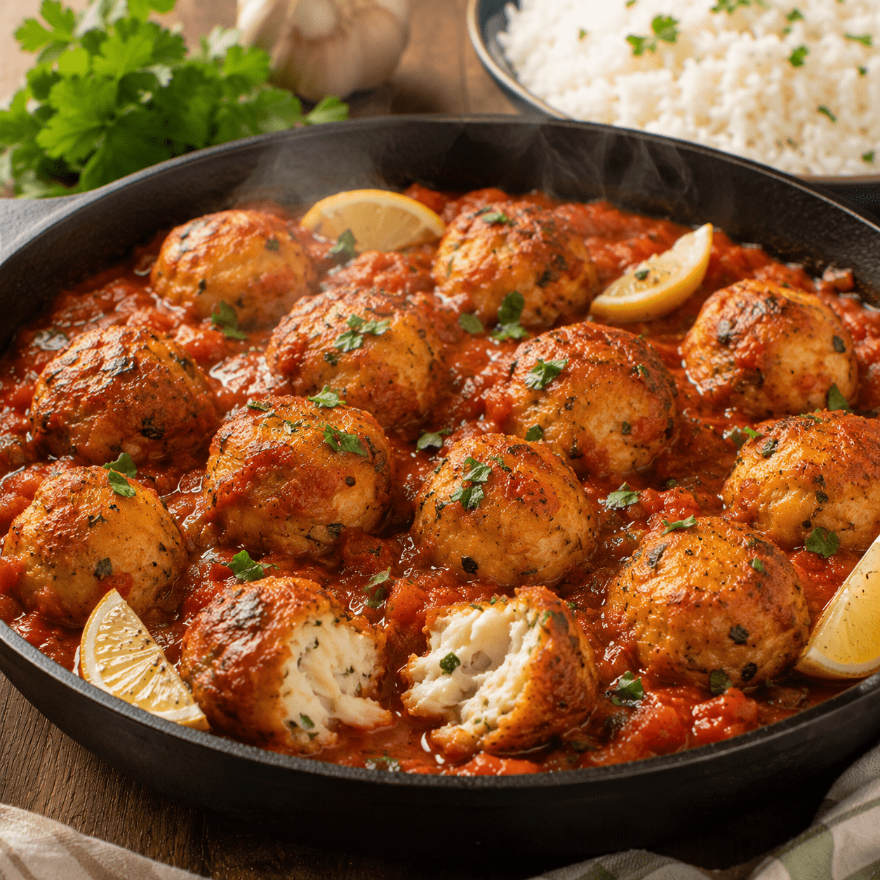 Boulettes de poisson tendres dans une sauce tomate maison