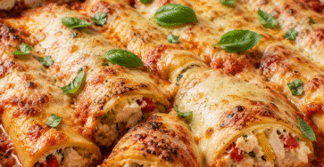 Cannellonis au poulet et poivrons gratinés à la mozzarella