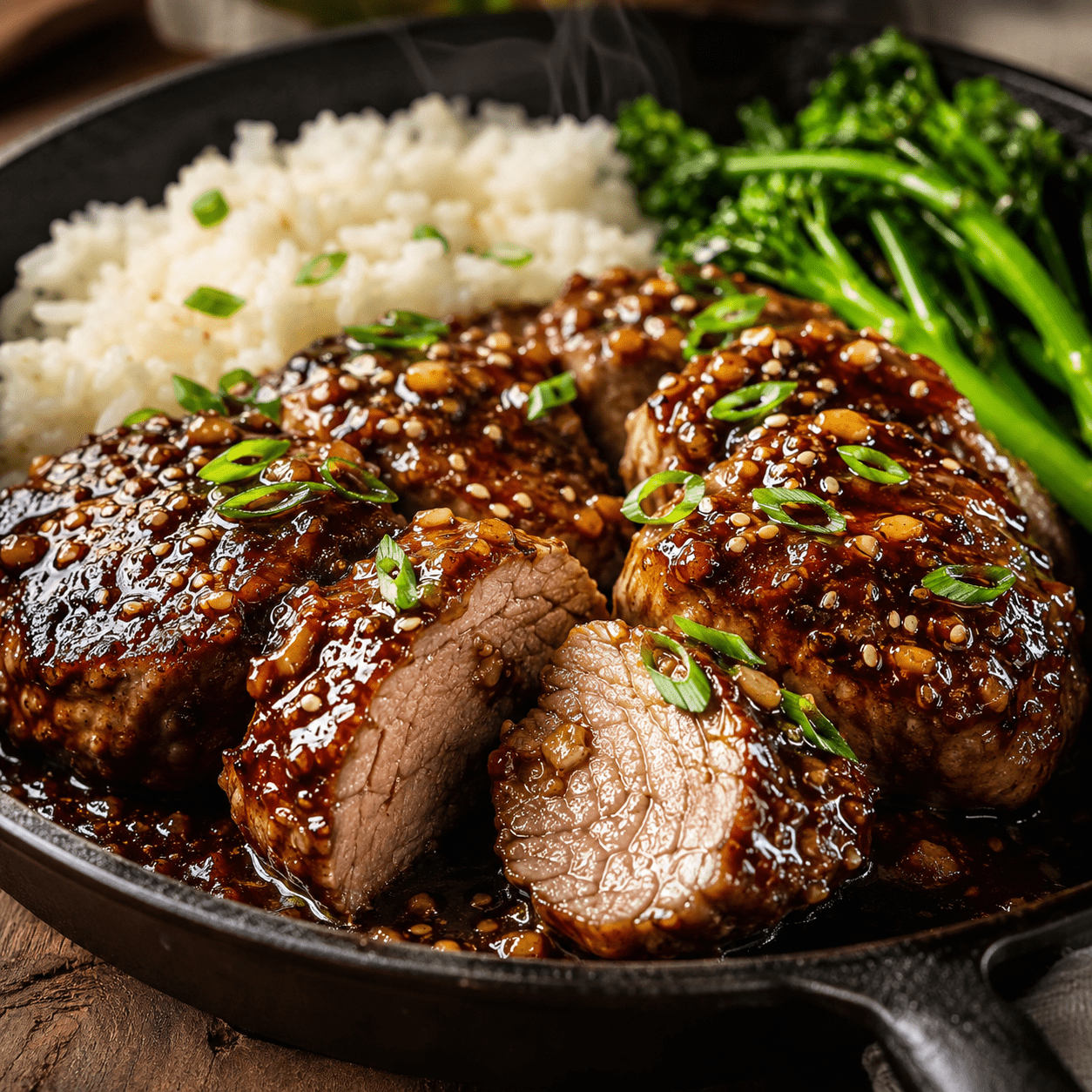 Filet mignon miel-soja tendre et caramélisé