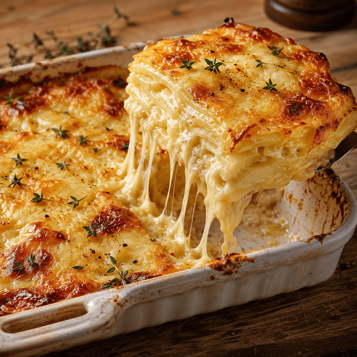 Gratin de pommes de terre au fromage fondant et doré