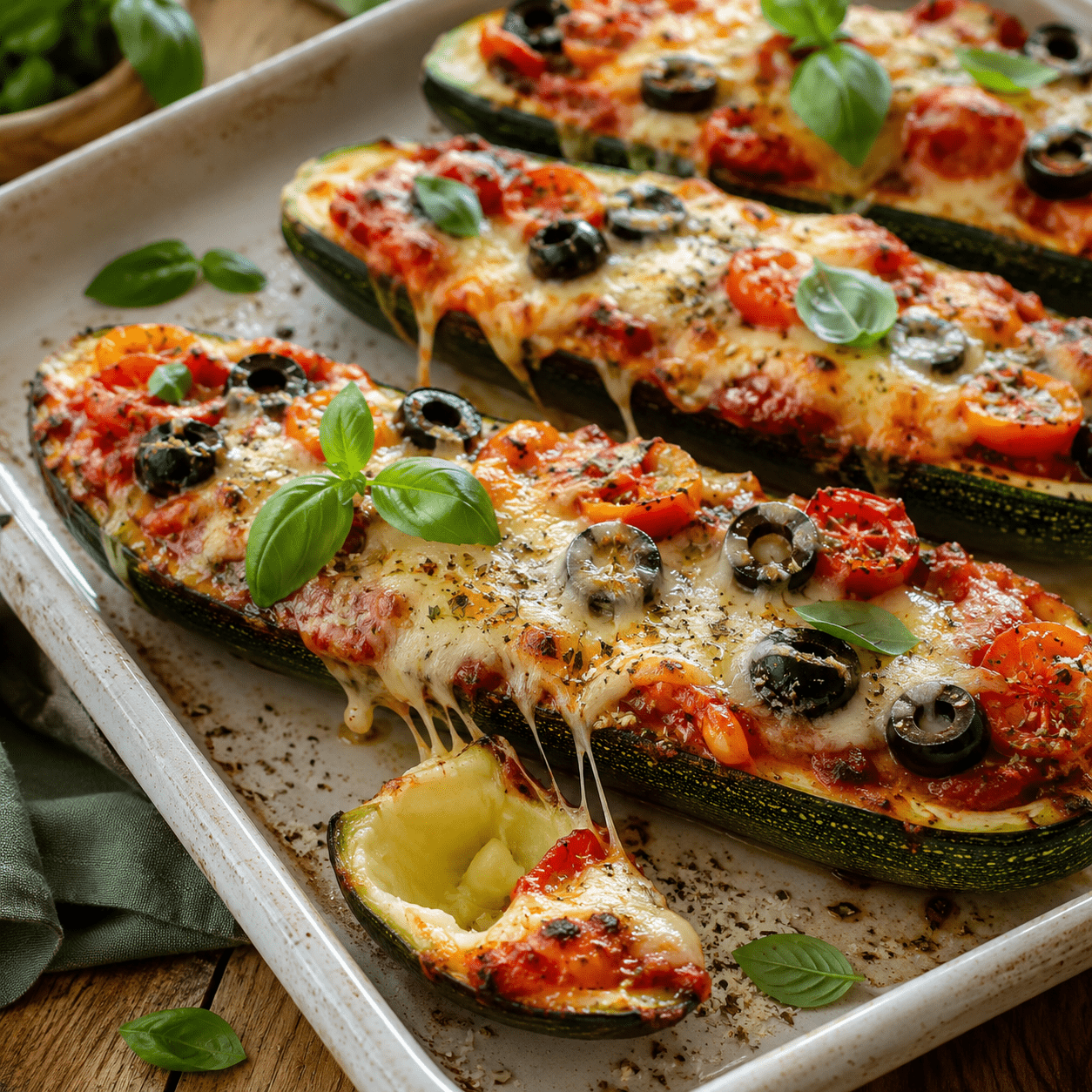 Courgettes façon pizza à la mozzarella et aux tomates