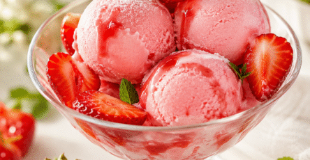 Sorbet fraise-yaourt crémeux sans sorbetière