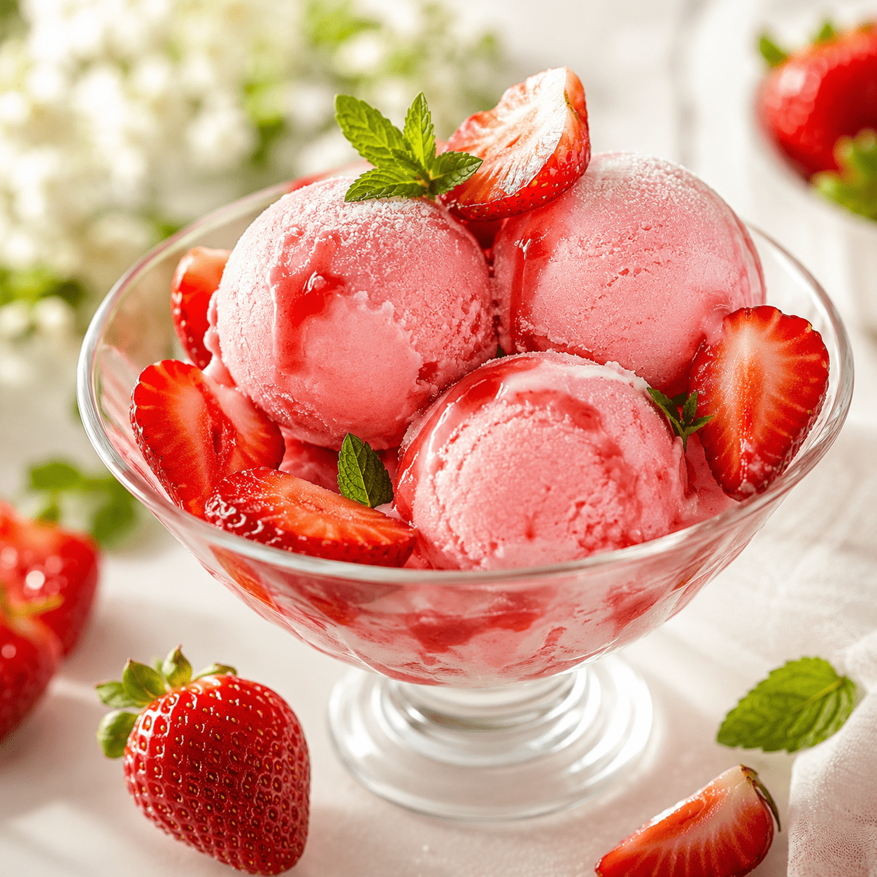 Sorbet fraise-yaourt crémeux sans sorbetière