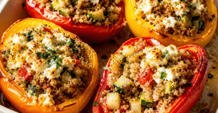 Poivrons farcis au quinoa et à la feta gratinée