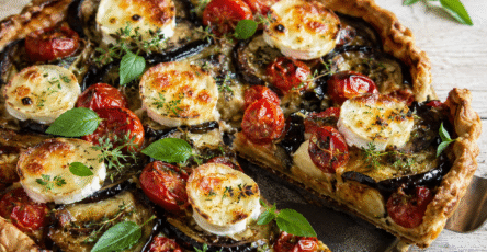 Tarte aux aubergines et au fromage de chèvre
