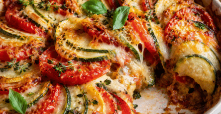 Gratin de courgettes et tomates à la mozzarella