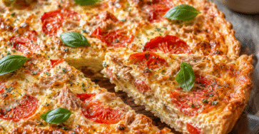 Quiche tomate thon à la moutarde et au fromage