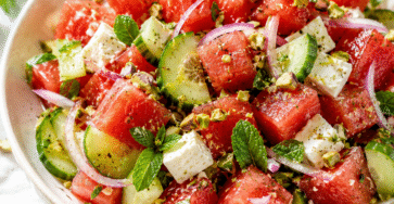 Salade pastèque feta avec concombre et menthe