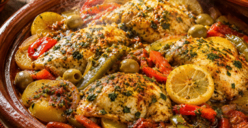 Tajine de poisson aux légumes, citron et olives