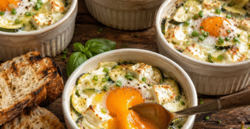 œufs cocotte aux courgettes et au fromage de chèvre