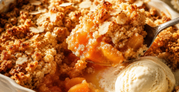 Crumble aux abricots et aux amandes avec glace