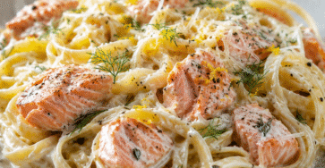 Pâtes crémeuses au saumon avec citron et aneth