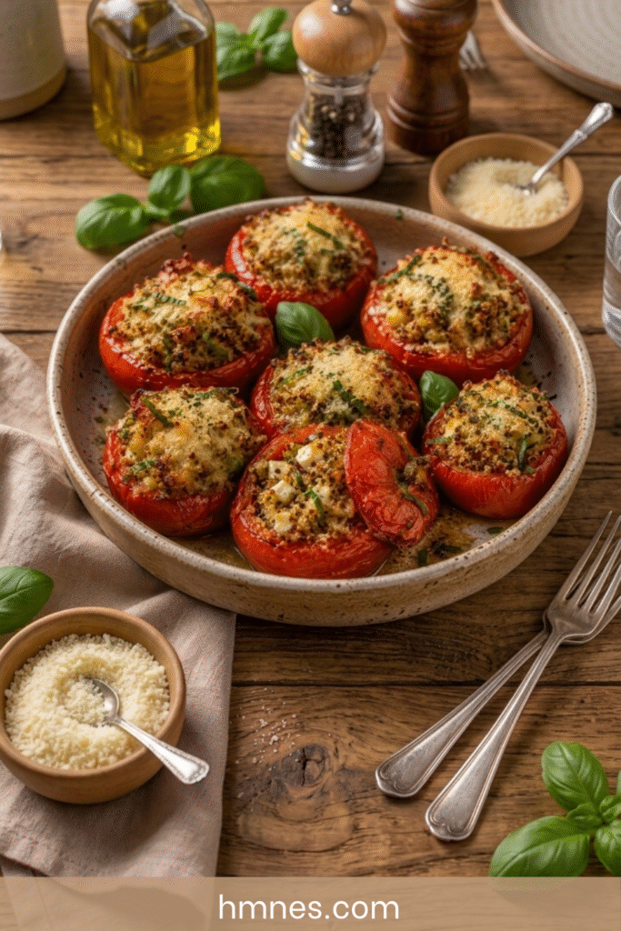 Tomates farcies au chèvre et au quinoa gratinées