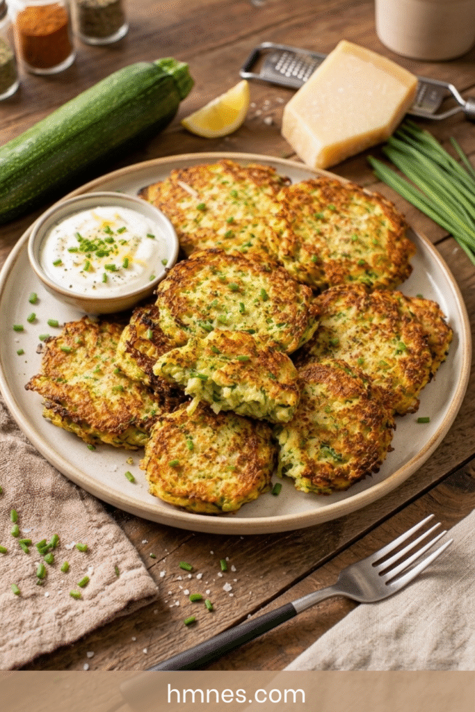 Galettes de courgettes croustillantes avec sauce au yaourt