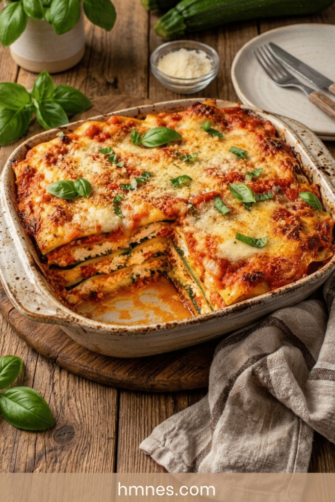 Lasagnes de courgettes à la ricotta et mozzarella gratinée