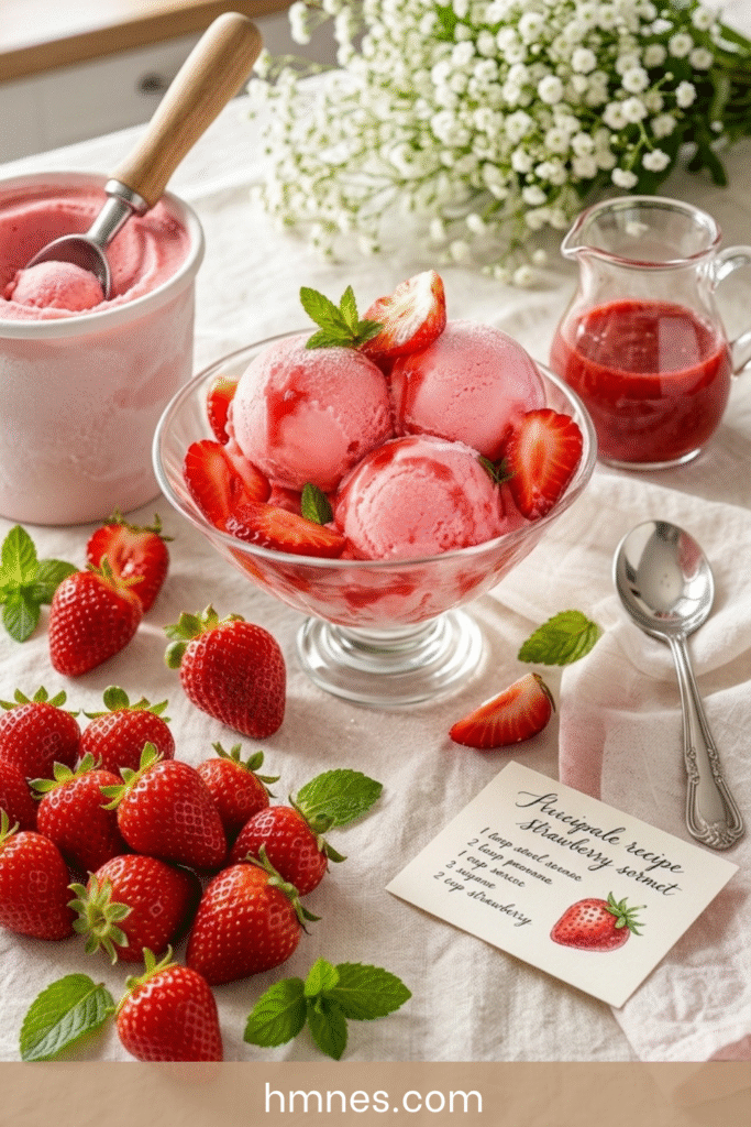 Sorbet fraise-yaourt crémeux sans sorbetière