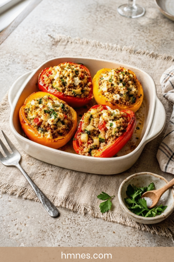 Poivrons farcis au quinoa et à la feta gratinée