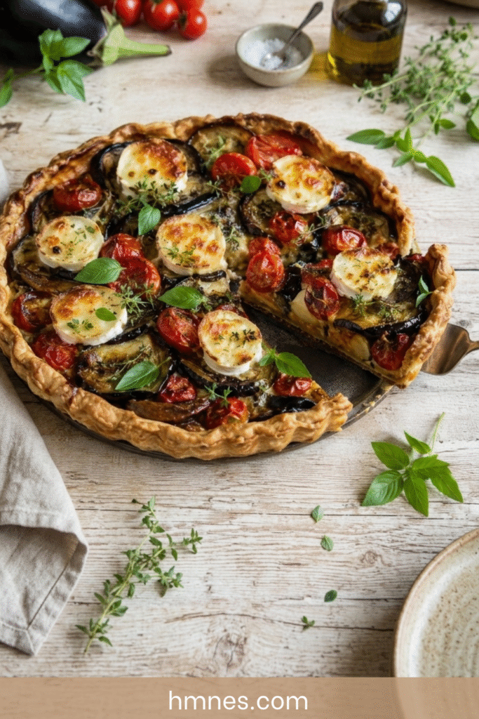Tarte aux aubergines et au fromage de chèvre