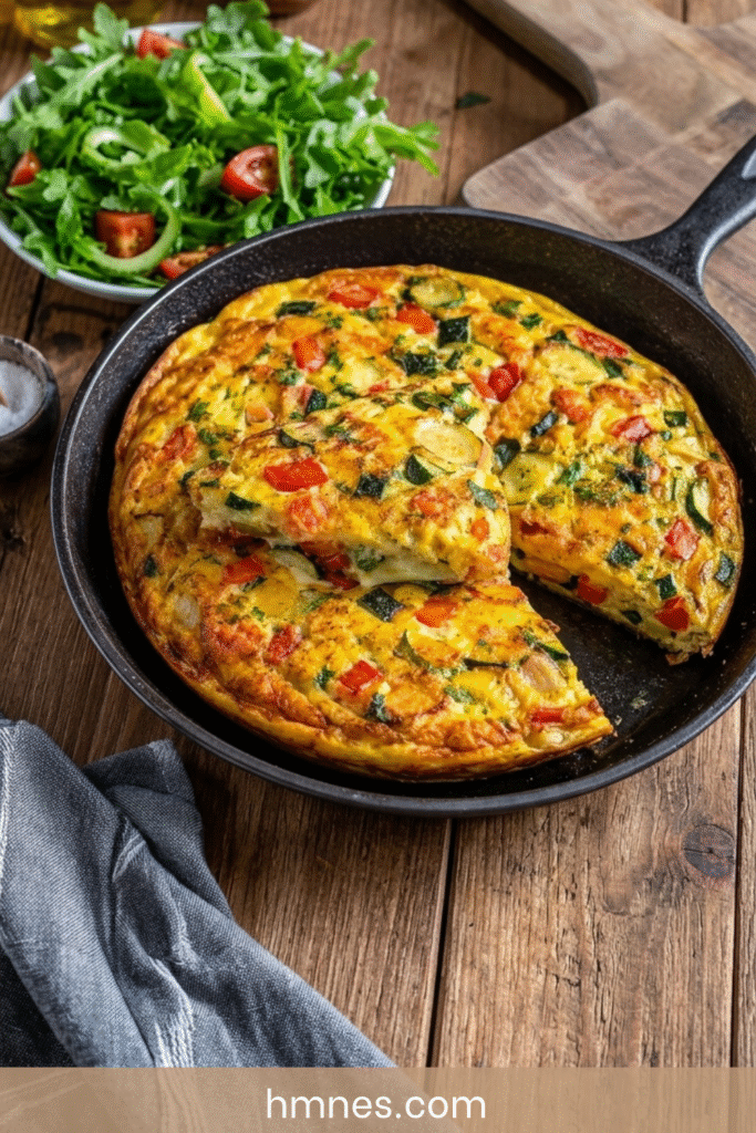Préparez une omelette aux légumes et au fromage, moelleuse et colorée, avec une recette facile idéale pour un déjeuner ou un dîner rapide.