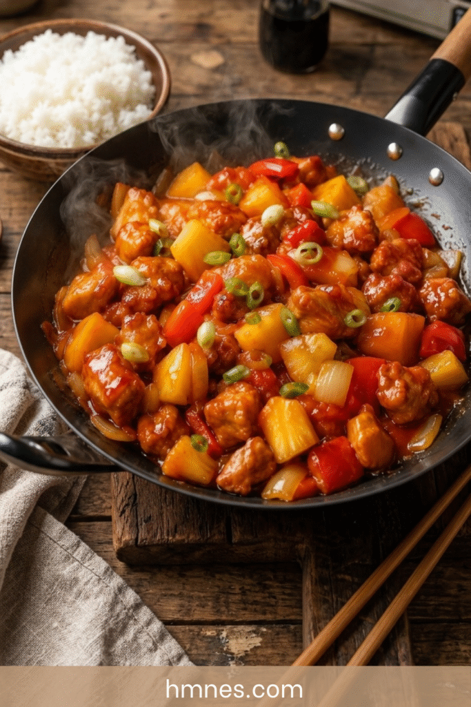 Porc à l’ananas avec poivrons et sauce aigre-douce