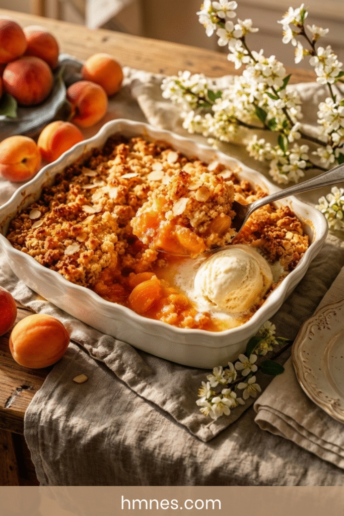 Crumble aux abricots et aux amandes avec glace