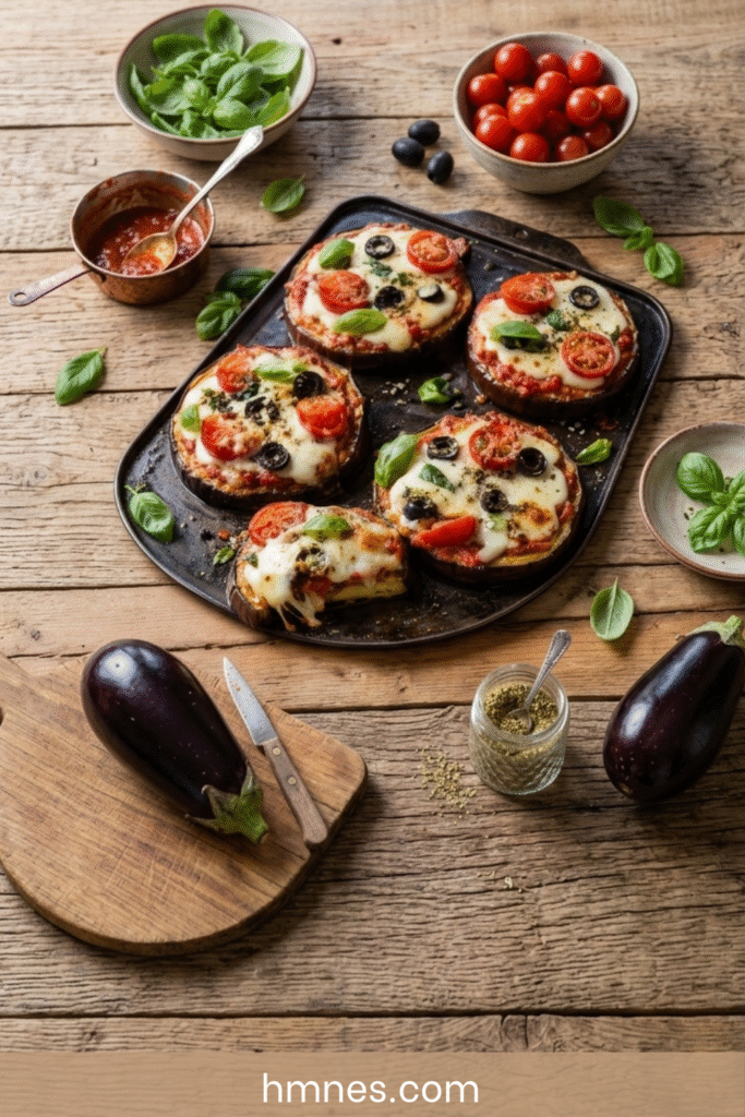 Aubergines façon pizza à la mozzarella et aux tomates