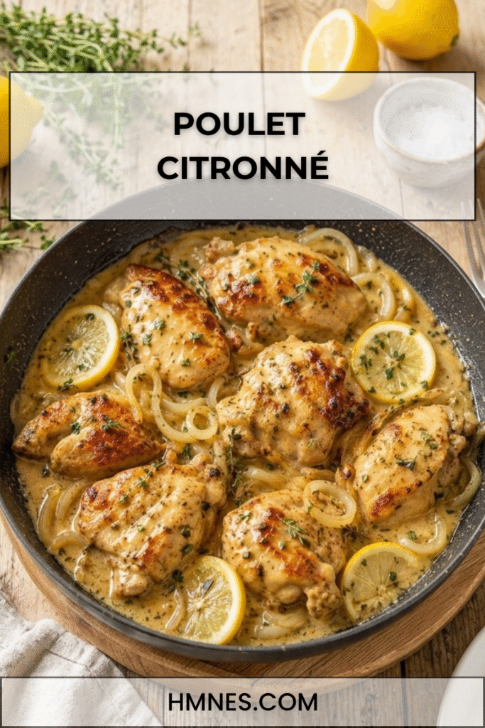 poulet citronné tendre nappé de sauce brillante au citron