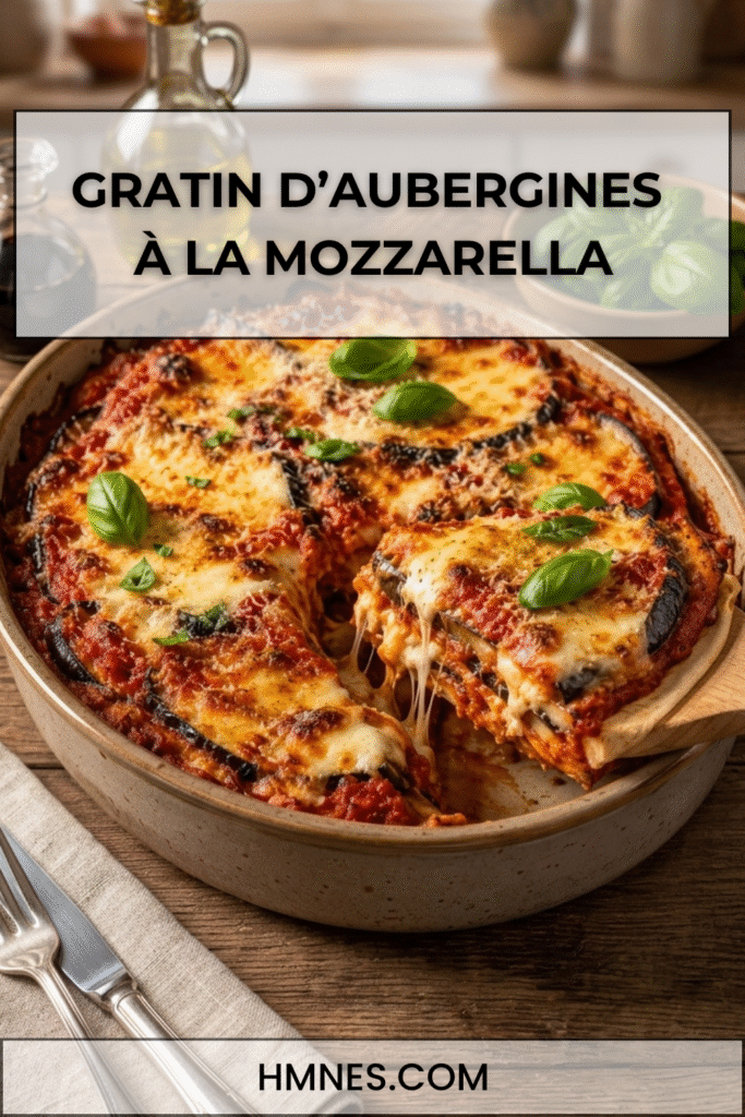 Aubergines gratinées à la sauce tomate et mozzarella fondante