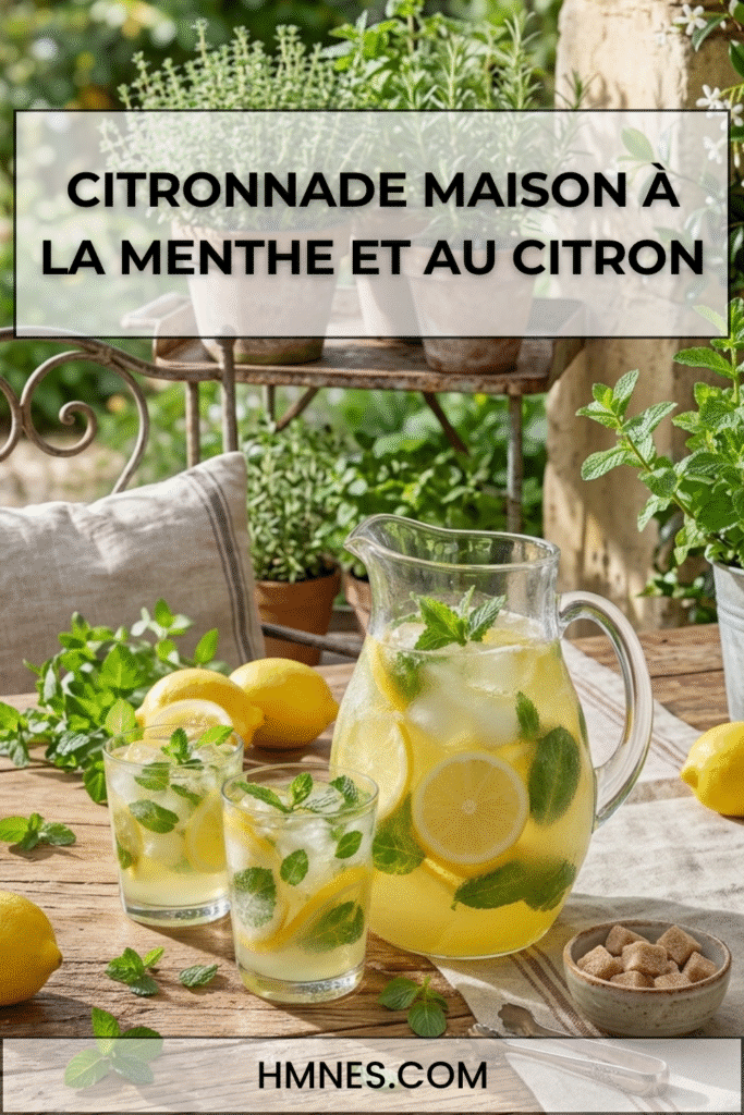 Citronnade maison au citron et à la menthe avec glaçons