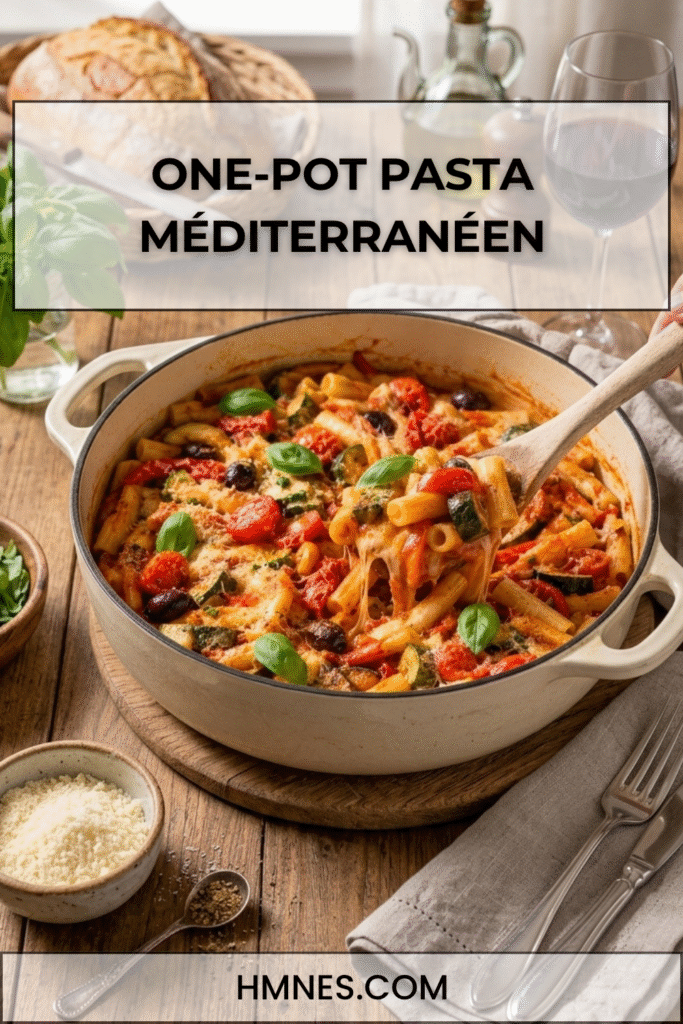 One-pot pasta méditerranéen crémeux aux légumes d’été
