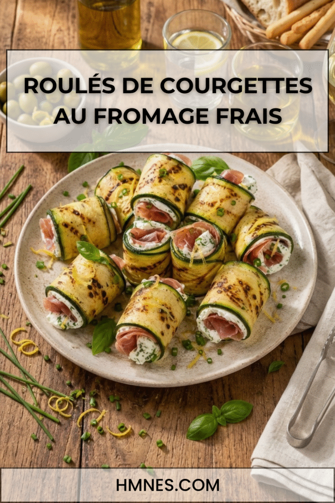 Roulés courgettes grillées garnis de fromage frais