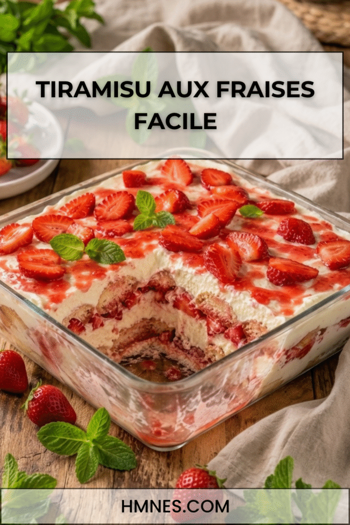 Tiramisu fraises avec crème au mascarpone et coulis