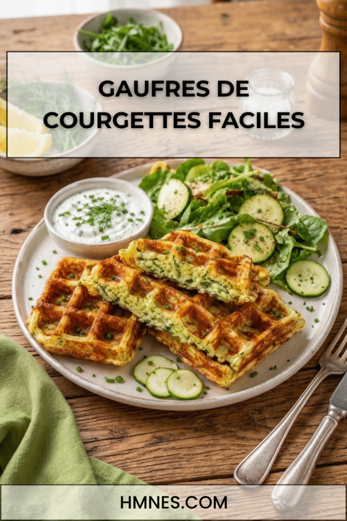Gaufres courgettes croustillantes avec sauce au yaourt