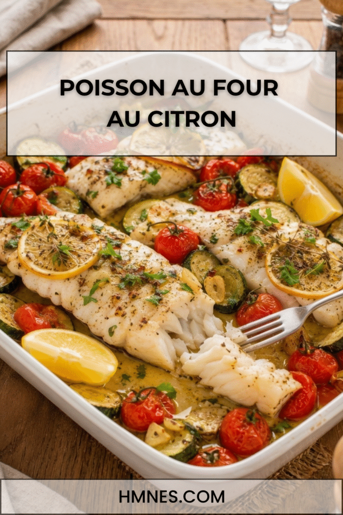 Poisson au four au citron avec tomates et courgettes