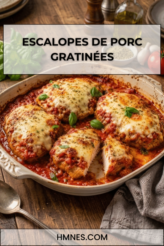 Escalopes de porc gratinées à la tomate et mozzarella