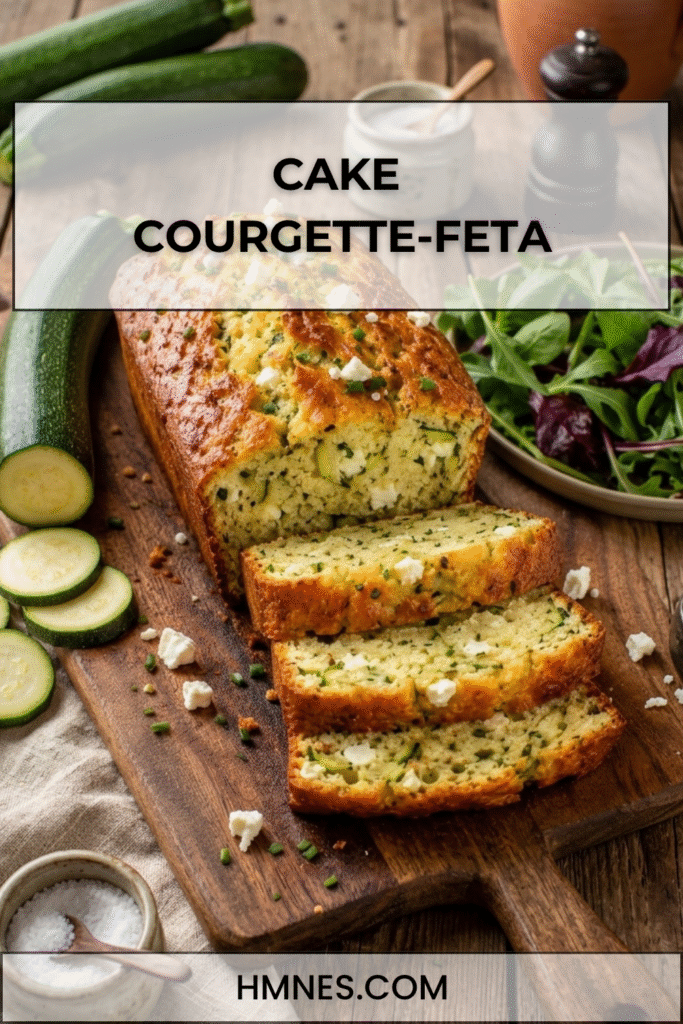 Cake courgette-feta moelleux découpé en tranches