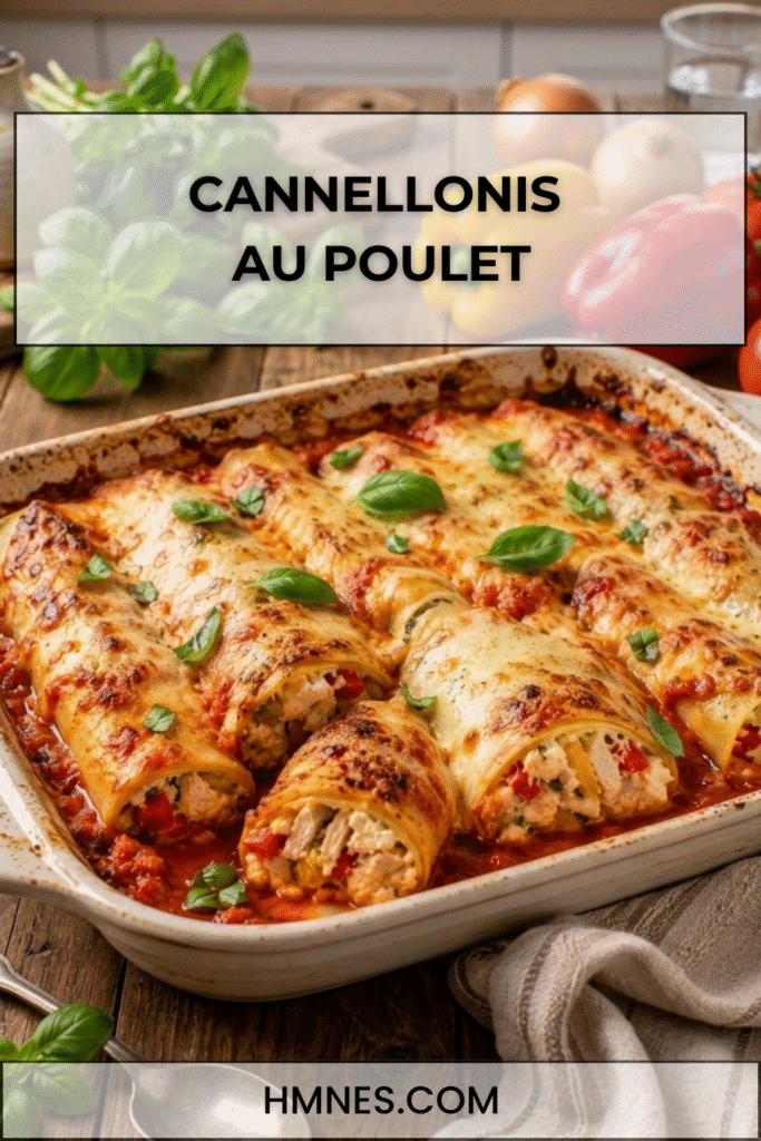 Cannellonis au poulet et poivrons gratinés à la mozzarella