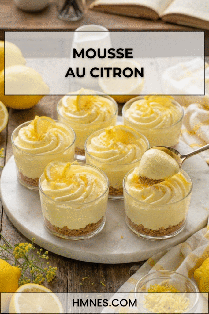 Mousse au citron légère servie dans des verrines