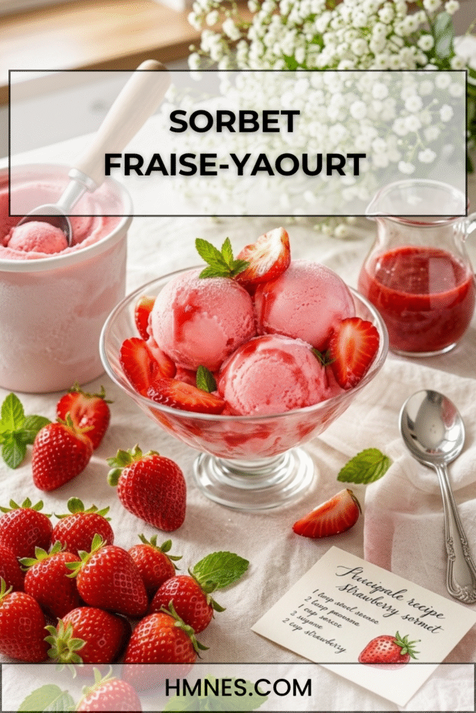 Sorbet fraise-yaourt crémeux sans sorbetière