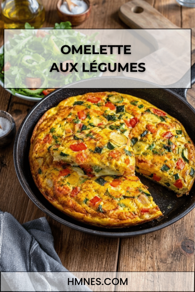 Préparez une omelette aux légumes et au fromage, moelleuse et colorée, avec une recette facile idéale pour un déjeuner ou un dîner rapide.