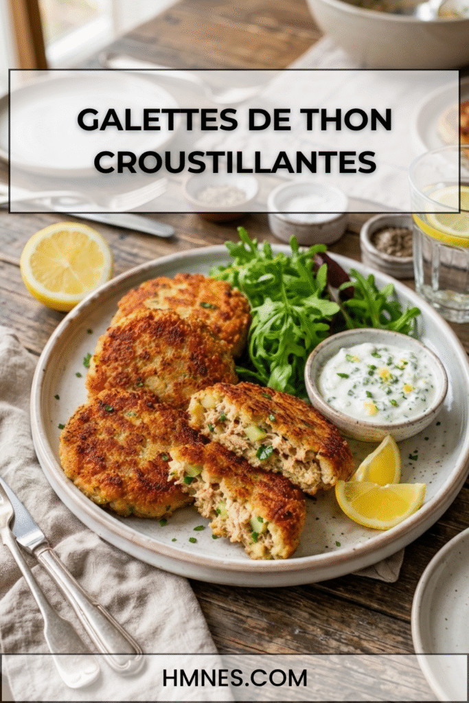 Galettes de thon dorées avec sauce au yaourt