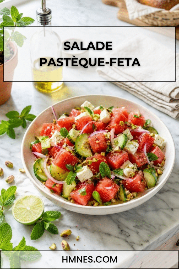 Salade pastèque feta avec concombre et menthe