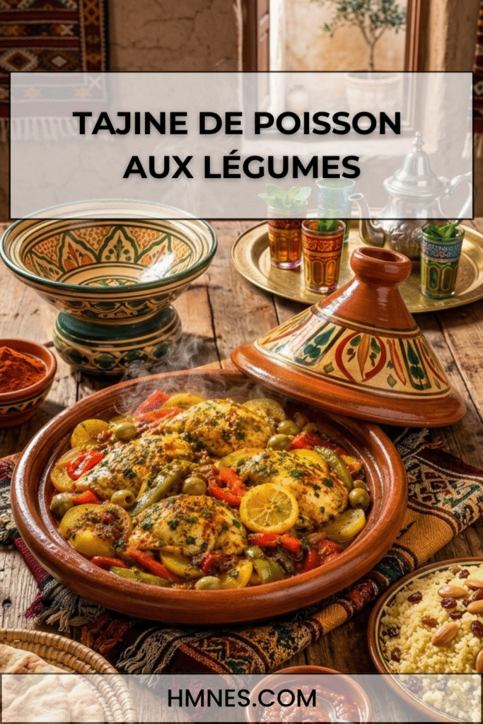 Tajine de poisson aux légumes, citron et olives