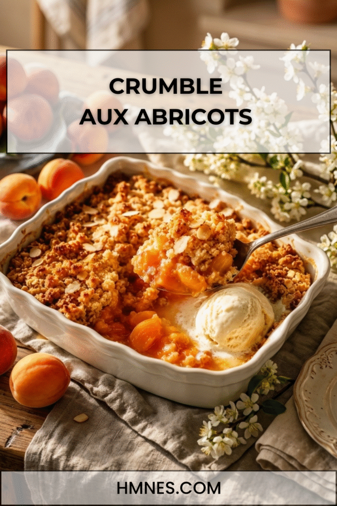 Crumble aux abricots et aux amandes avec glace