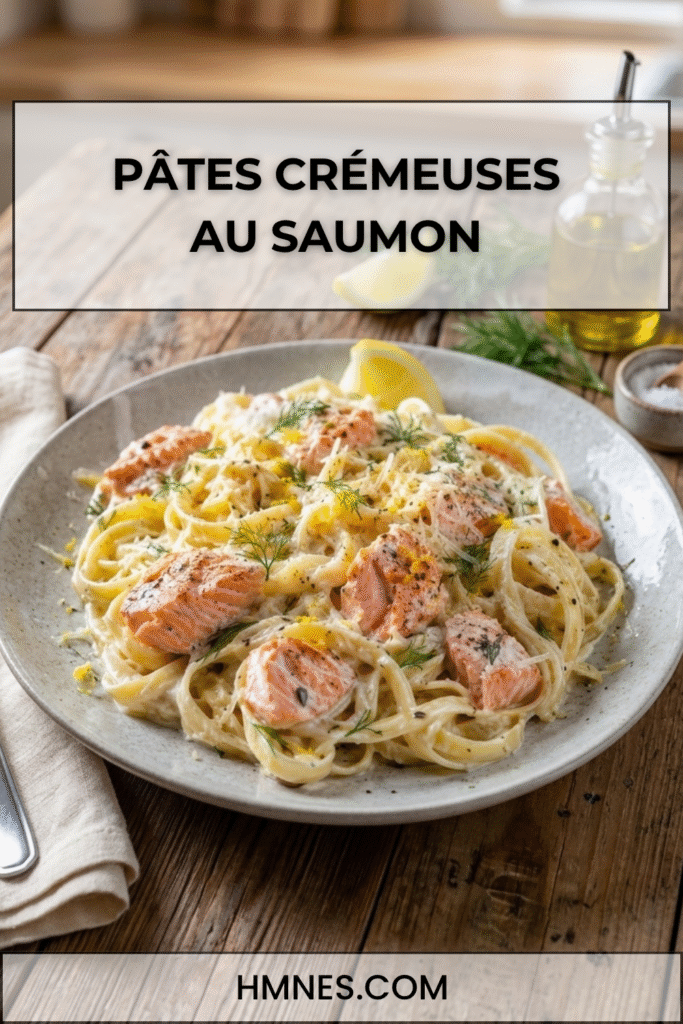Pâtes crémeuses au saumon avec citron et aneth