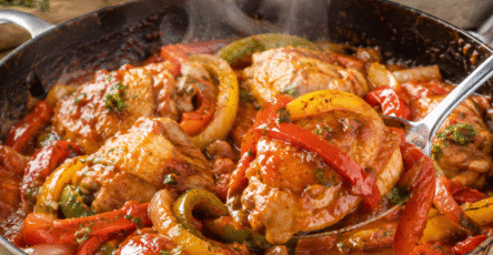 Poulet basquaise express avec poivrons et sauce tomate