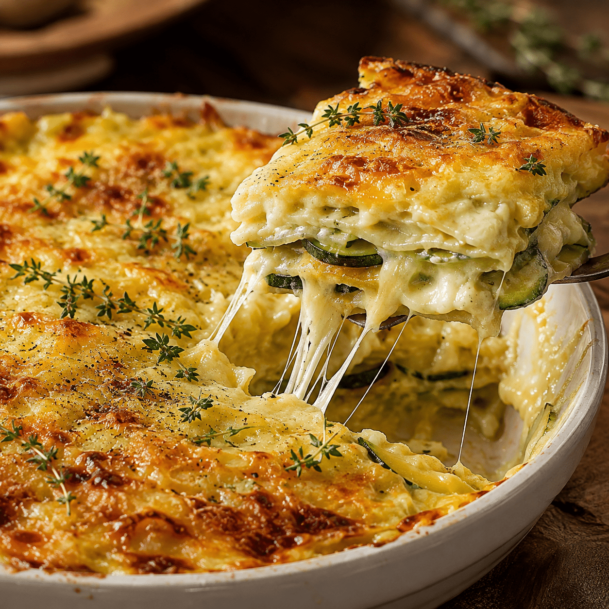 Gratin de ravioles aux courgettes et au fromage
